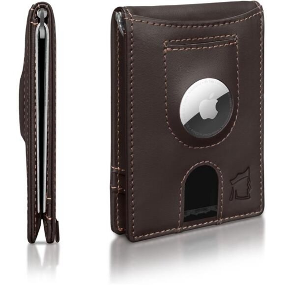 Airtag Wallet for Men - Smart RFID Blocking Leather Wallet with Airtag